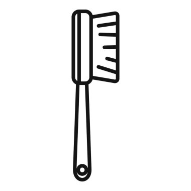 Temizlik fırçası simgesi, ovalamak için ahşap saplı, beyaz arkaplanda izole edilmiş basit bir biçim