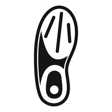 Siyah ve beyaz simgesi bir ortopedik tabanı temsil ediyor, kemer destek alanını vurguluyor