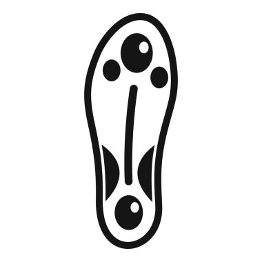 Bir ortopedik tabanın siyah ve beyaz simgesi ayak masajı için akupunktur noktaları gösteriyor