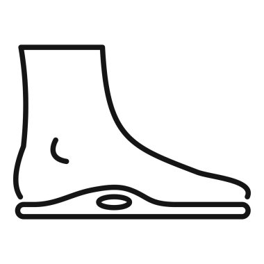 Outline icon of a foot standing on an orthopedic insole, providing support and comfort clipart