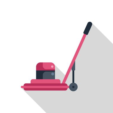 Döşeme parlatıcı makinesi beyaz arka planda uzun gölgesi olan düz bir ikon temizleme ve parlatma için