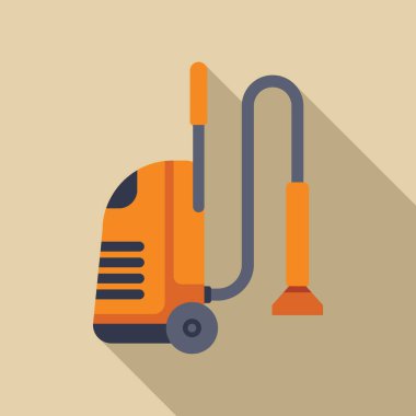 Turuncu elektrikli süpürge yerleri temizliyor.