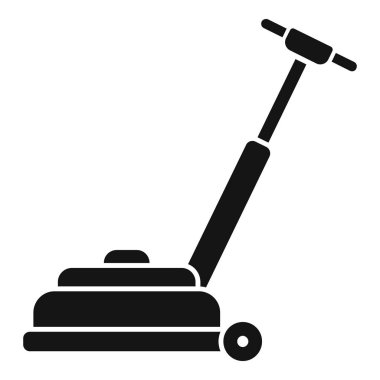 Zemin temizleme makinesinin siyah silueti ayarlanabilir saplı, profesyonel temizlik hizmetleri için ideal
