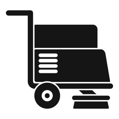 Profesyonel temizlik için büyük tekerleği olan siyah temizlik malzemesi silueti.