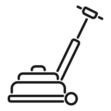 Çim biçme makinesi, çim biçme ikonu taslağı, bahçe ekipmanı konsepti