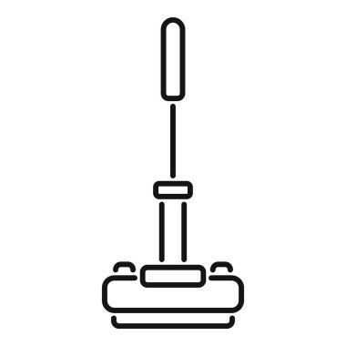 Basit temizlik servisi logosu, yerleri silmek ve temizlik şirketi için saplı paspas.