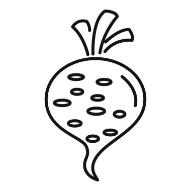 Cesur bir taslak çizgisi olan basit pancar kökü ikonu sağlıklı beslenme ve vegan yaşam tarzlarını temsil etmek için idealdir.