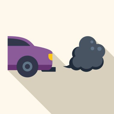 Siyah bir duman bulutu yayan mor araba, araçların hava kirliliğini temsil ediyor.