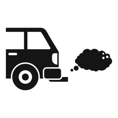 Hava kirliliğini ve çevresel hasarı temsil eden egzoz dumanı yayan bir arabanın siyah siluet simgesi