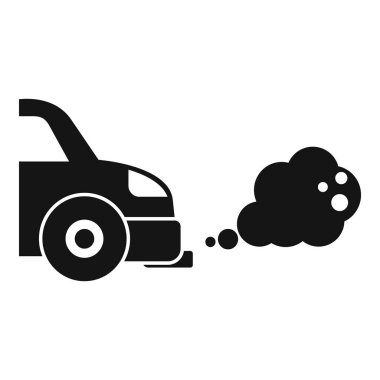 Hava kirliliğini simgeleyen egzoz dumanı yayan bir arabanın siyah siluet simgesi