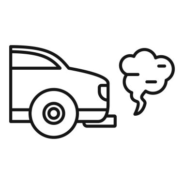 Egzoz borusundan kirletici dumanlar yayan bir arabanın çizgi simgesi