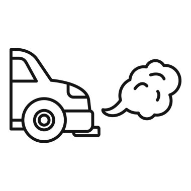 Egzoz dumanı yayan, hava kirliliğini sembolize eden basit bir araba çizgisi çizimi