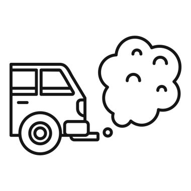 Siyah duman kirliliği yayan eski bir arabanın çizgi simgesi, hava kirliliği kavramı