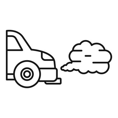 Kirletici duman yayan, çevre sorunları hakkında farkındalığı artıran bir arabanın çizgi çizimi