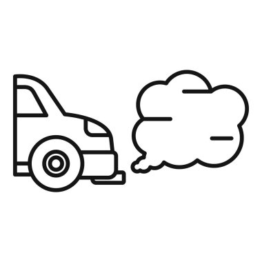 Egzoz dumanı yayan bir arabanın çizgi simgesi, araçların hava kirliliğini simgeliyor