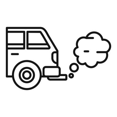 Yolda duman kirliliği yayan eski bir arabanın çizgi çizimi