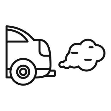 Egzoz borusundan duman çıkaran bir arabanın çizgi simgesi, çevresel kaygıları temsil ediyor.