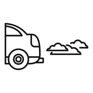 Hava kirliliği kavramını temsil eden, kirletici egzoz dumanı yayan bir arabanın çizgi çizimi