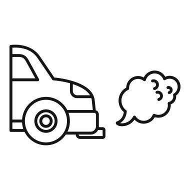 Egzoz dumanı yayan araba, hava kirliliği konsept çizgisi simgesi tarzı