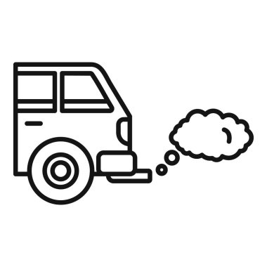 Zehirli duman kirliliği, çevre ve ekoloji konsepti salan eski bir arabanın çizgi çizimi