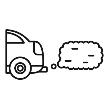 Çevre kirliliğini temsil eden egzoz gazı yayan bir arabanın çizgi simgesi