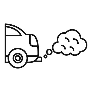 Hava kirliliğini simgeleyen egzoz dumanı yayan bir arabanın çizgi çizimi