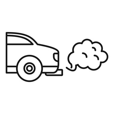 Kirliliği temsil eden egzoz dumanı yayan bir arabanın çizgi simgesi