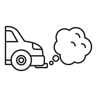 Hava kirliliğini simgeleyen egzoz dumanı yayan bir arabanın çizgi çizimi