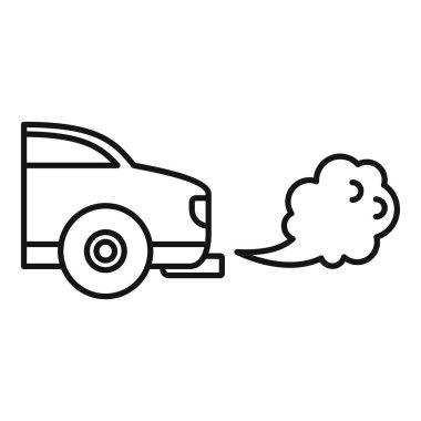 Egzoz dumanı yayan, hava kirliliğini ve çevresel kaygıları vurgulayan bir arabanın çizgi çizimi