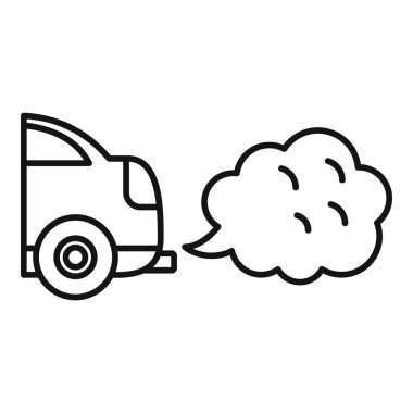 Kirlilik kavramını temsil eden egzoz dumanı yayan bir arabanın çizgi simgesi