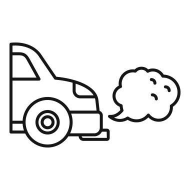 Egzoz gazı yayan, hava kirliliğini sembolize eden bir arabanın çizgi çizimi