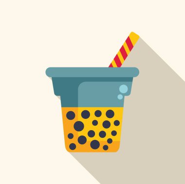 Pipetle plastik bir fincan çayın renkli bir tasviri, içecekler, içecek ve tatlılıkla ilgili projeler için mükemmel.