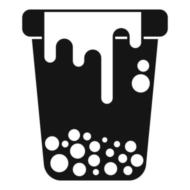 Beyaz boya damlayan siyah bir kova silueti, ev yenileme veya resim faaliyetlerini temsil etmek için ideal