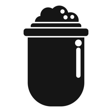 Çöp tenekesinin siyah siluet simgesi çöplerle dolup taşıyor