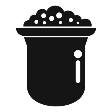 Beyaz arka planda izole bir şekilde kimyasal çözeltisi fokurdayan basit bir deney şişesi simgesi.