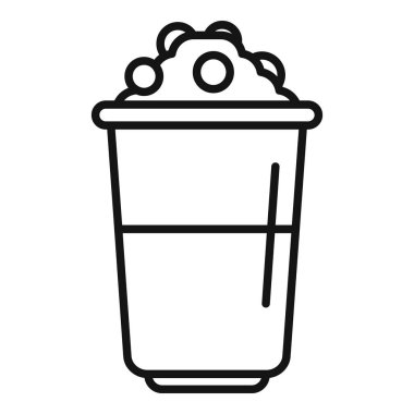 İçinde saman olan muhallebi incileri olan bir fincanın çizgi çizimi.