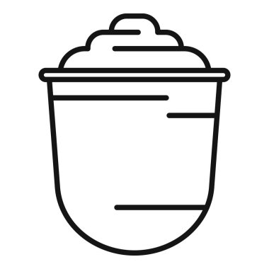 Krem şantili plastik bir fincanın basit çizimi tatlı ve içecekleri temsil etmek için mükemmeldir.