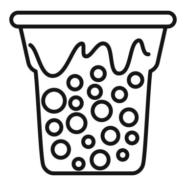 Tapyoka incileri ve ferahlatıcı bir Tayvan içeceği olan balonlu çay fincanının basit çizimi.