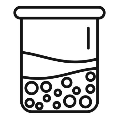 İçinde sıvı fokurdayan bir kimyasal şişenin basit ve minimal çizimi bilim ve eğitimle ilgili projeler için mükemmel.