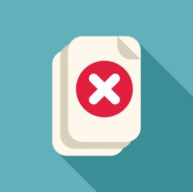 Reddetmeyi veya hatayı gösteren kırmızı haç işaretli beyaz belge