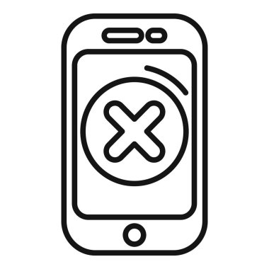 Ekranda büyük çapraz işaretli akıllı telefonun satır simgesi