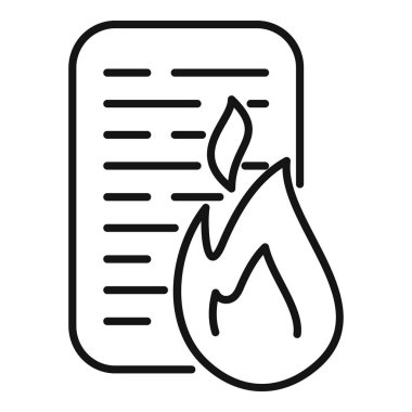 Yanan bir belgenin basit satır simgesi, delillerin yok edilmesini temsil ediyor