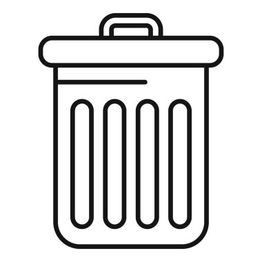 Çöp tenekesinin basit çizgisi çöp ve geri dönüşüm kavramını vurguluyor.