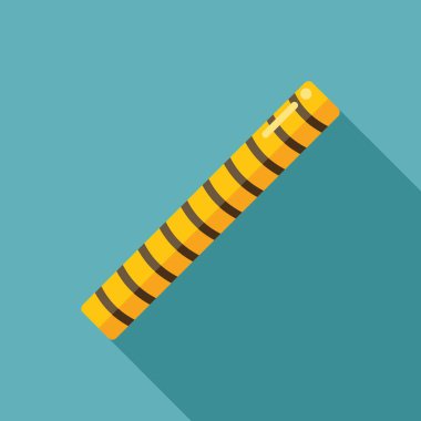 Sarı çizgili trafik copu çapraz yerde, uzun gölge tasarımı, mavi arkaplan