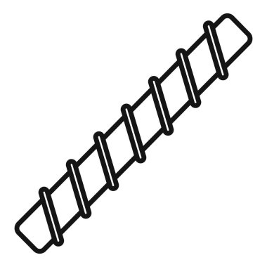 Uzun metal bir vidanın iplikli basit çizgi çizimi, diy ve inşaat kavramları için ideal