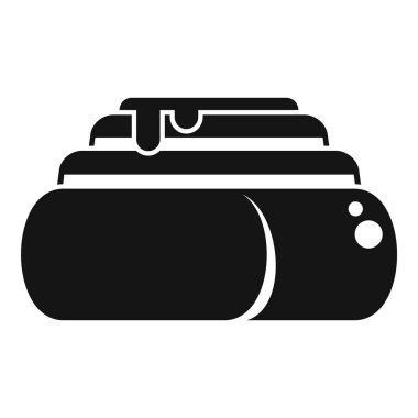 Çift katlı tencere yemek pişirme ikonunun basit siyah sembolü, beyaz arka planda izole edilmiş.