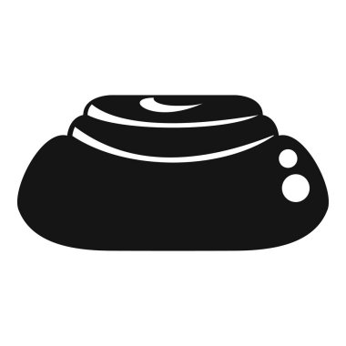 Beyaz arkaplanda izole edilmiş siyah, yuvarlak bir şekerin simgesi