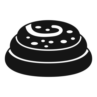 Beyaz arka planda izole edilmiş haşhaş tohumlu yuvarlak bir çöreğin siyah silueti.