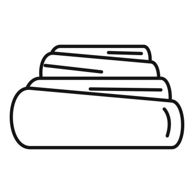 Kabarık havluların çizimleri üst üste dizilmiş, temizlik ve rahatlık hissi uyandırıyor.