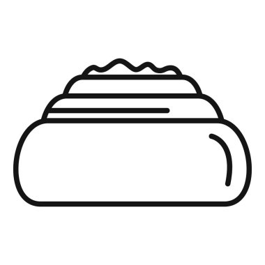 Ekmek arası hardallı sosisli sandviçin minimalist sanat simgesi. Uygulamalar ve web siteleri için mükemmel.